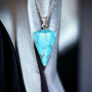 Bohemian Western Turquoise Stone Pendant Silver Plated Necklace